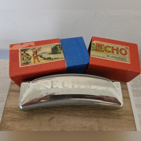 Echo Other - Vintage M Hohner Echo Grand Prix Curved Harmonica With Box Germany